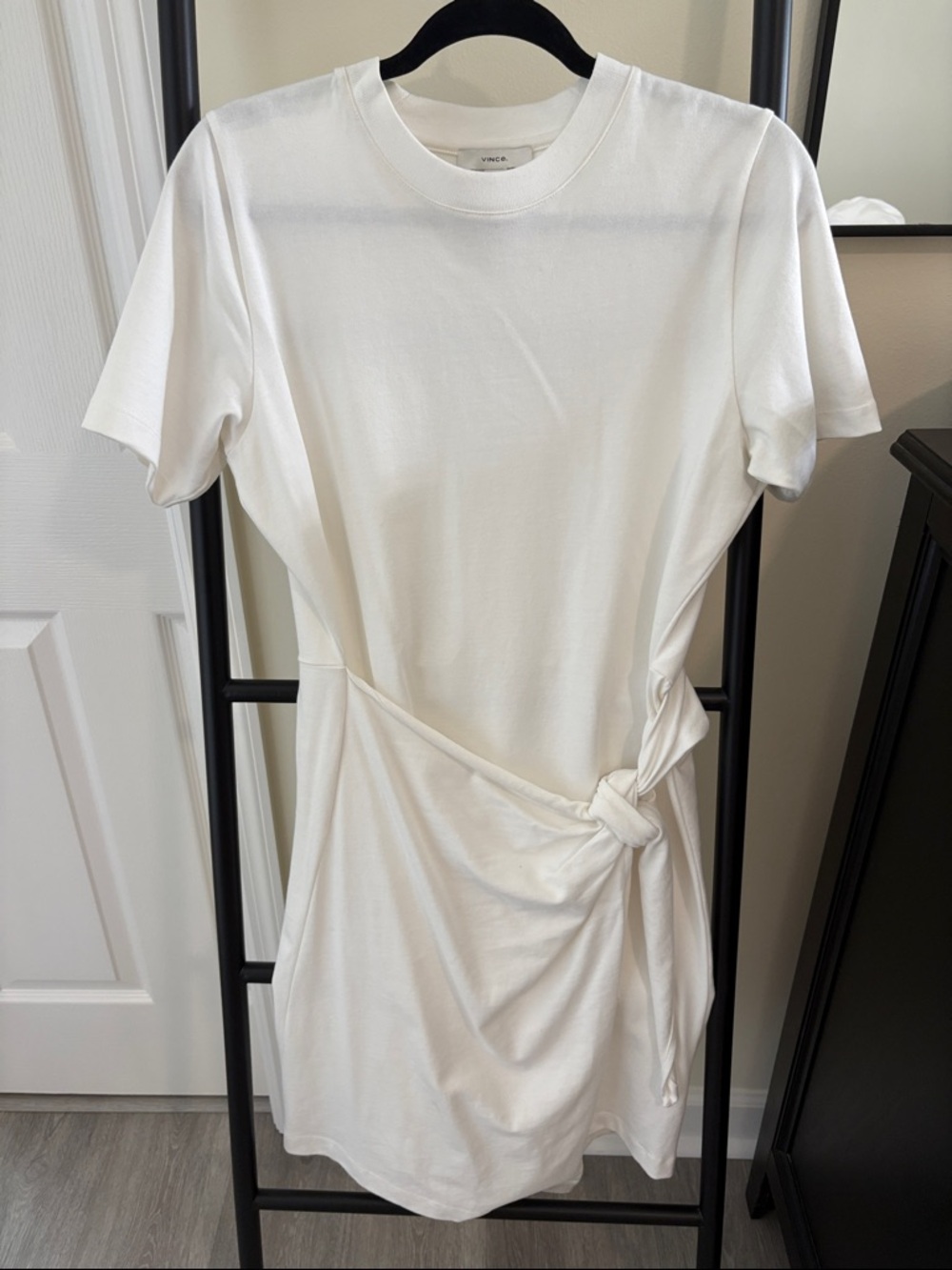 Vince White Side-Knot Tee Dress
